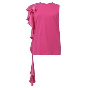 MSGM Ruffle-Detail Sleeveless Top in Pink Cotton
